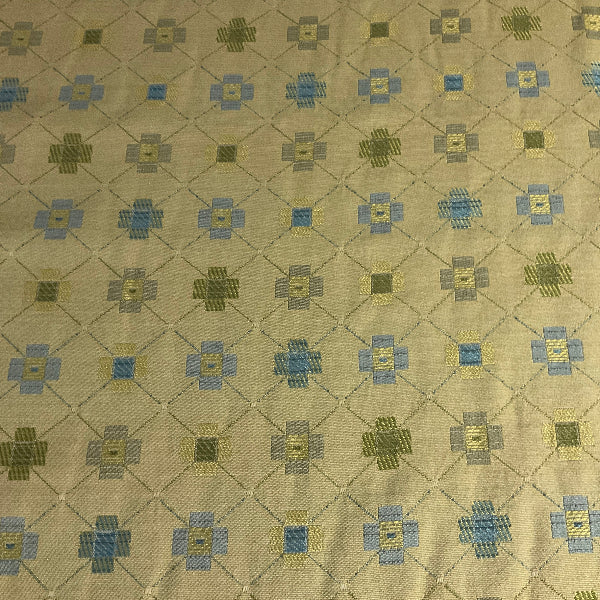 Rhodes Vintage Gold Abstract Flower Upholstery Fabric
