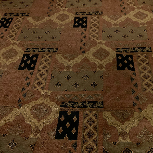Riverside Cocoa Brown Geometric Chenille Upholstery Fabric