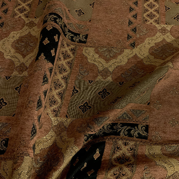 Riverside Cocoa Brown Geometric Chenille Upholstery Fabric