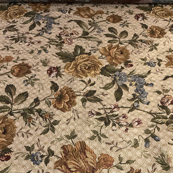 Rosette Beige Floral Upholstery Fabric