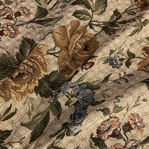 Rosette Beige Floral Upholstery Fabric