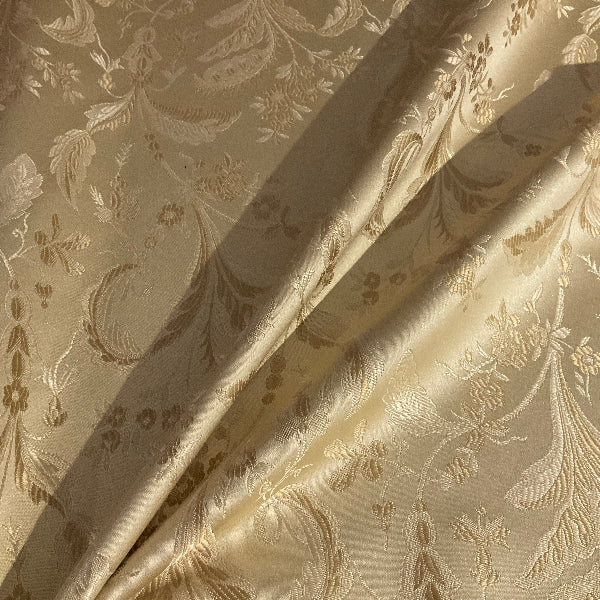 Salassie Butter Yellow Floral Damask Upholstery Fabric