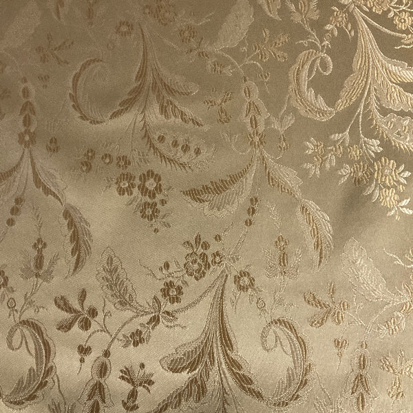 Salassie Butter Yellow Floral Damask Upholstery Fabric