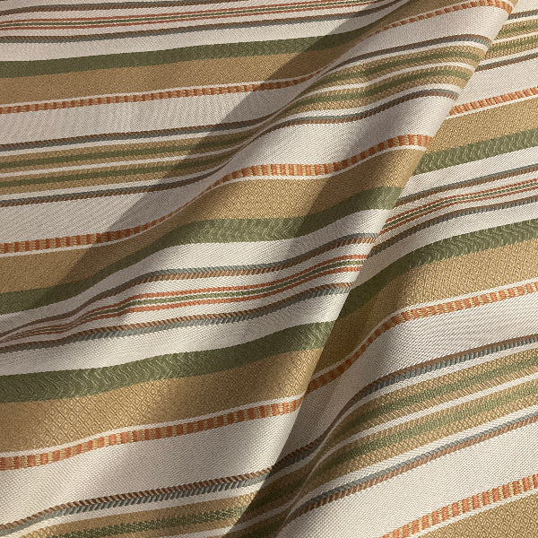 Sharyn Chablis Beige White Stripe Designer Upholstery Fabric
