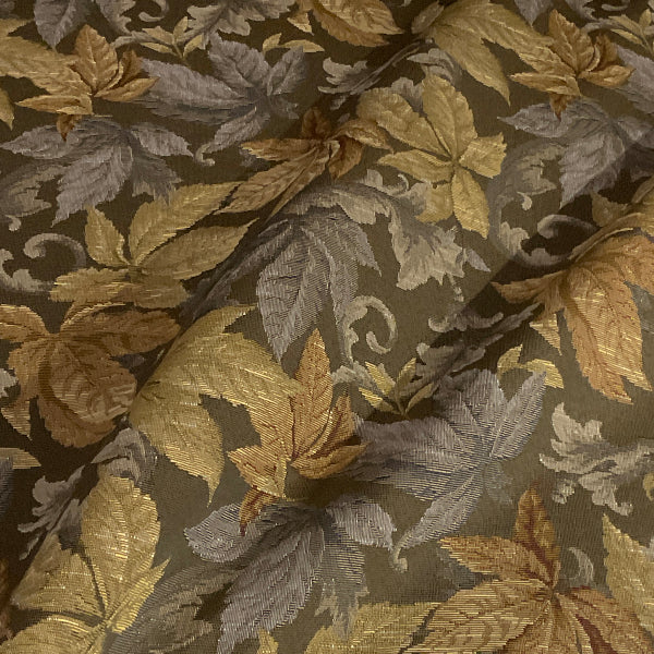 Sirtaki Olive Fall Leaf Design Upholstery Fabric