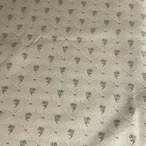 Small White Blue Floral Design Upholstery Fabric