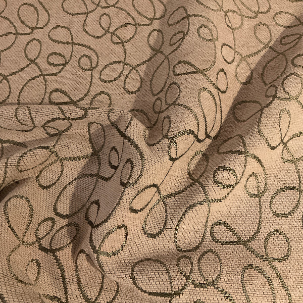 Squiggle Wheat Beige Chenille Upholstery Fabric