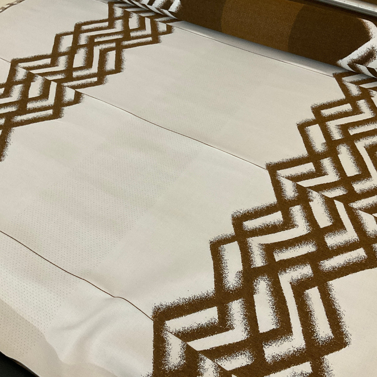 Sunbrella Abraided Lattice Teak Lumbar Pillow Panel Outdoor Upholstery Fabric