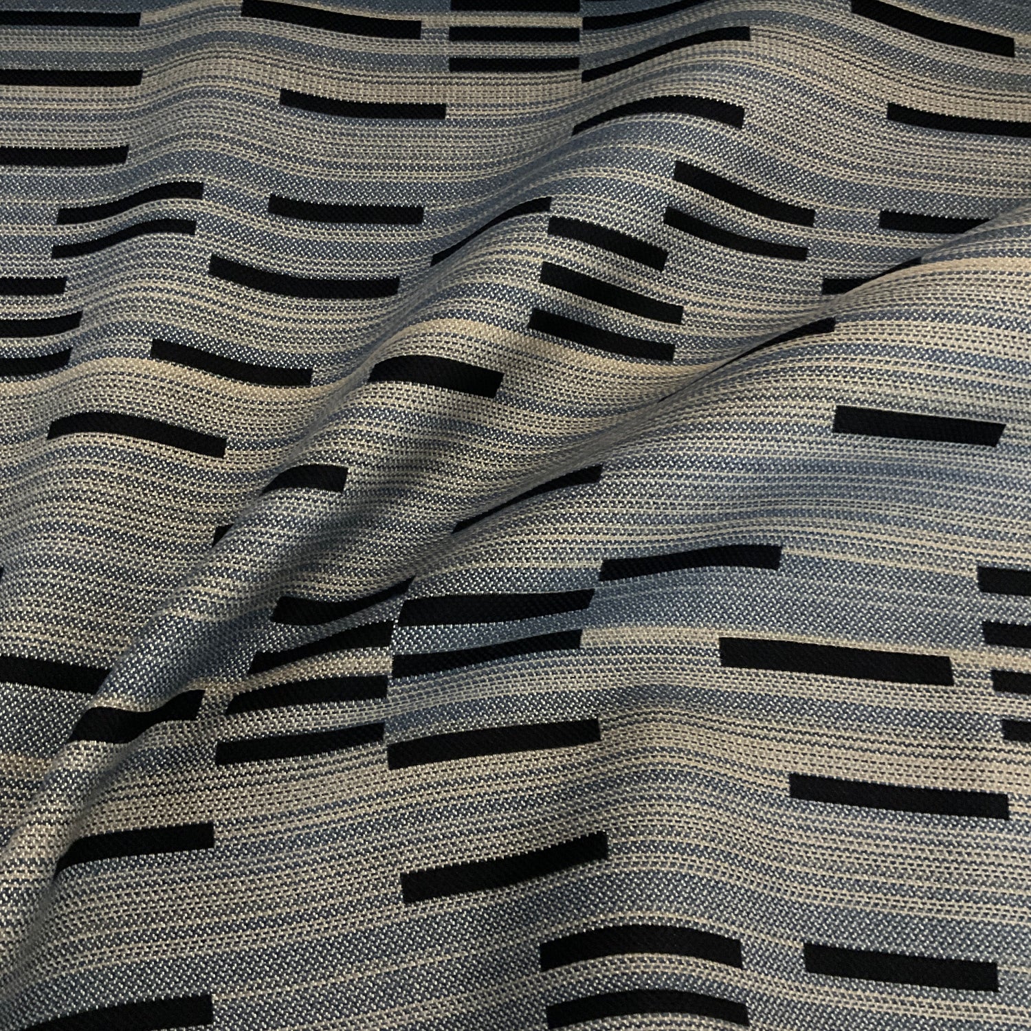 Sunbrella Break Denim Blue Stripe Outdoor Upholstery Fabric