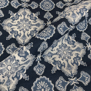 Sunbrella Colome Tile II Indigo Blue Outdoor Upholstery Fabric