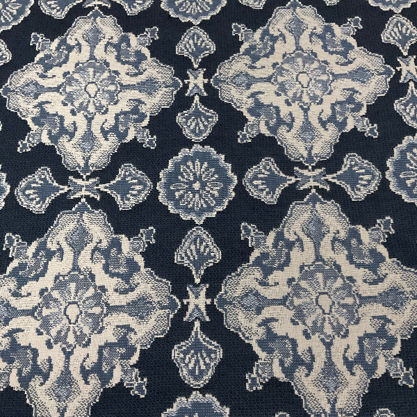 Sunbrella Colome Tile II Indigo Blue Outdoor Upholstery Fabric