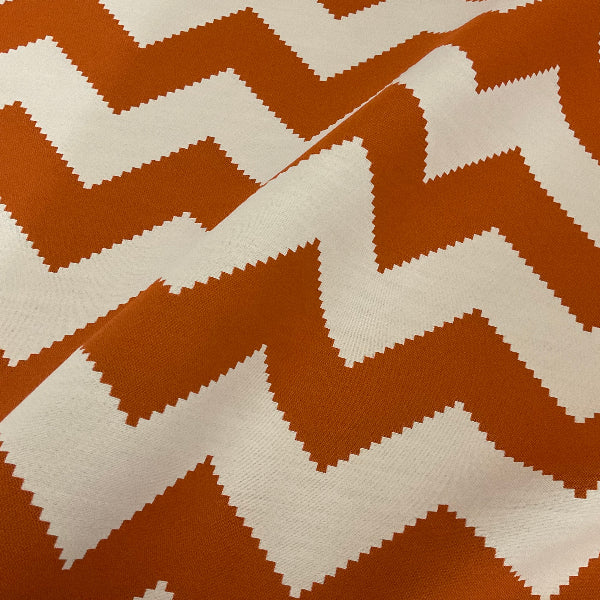 Sunbrella Flair Canyon Orange White Outdoor Upholstery Fabric