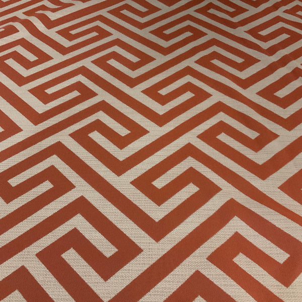 Sunbrella Greek Key Maze Papaya Outdoor Upholstery Fabric