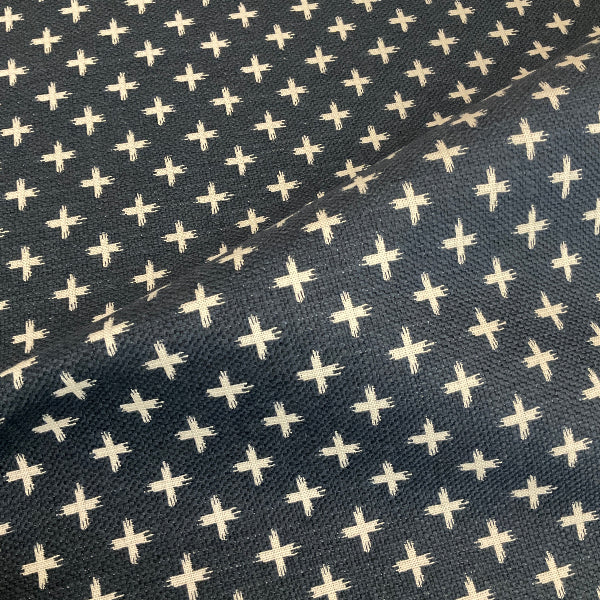  Sunbrella Ikat Cross II Denim Blue Outdoor Upholstery Fabric