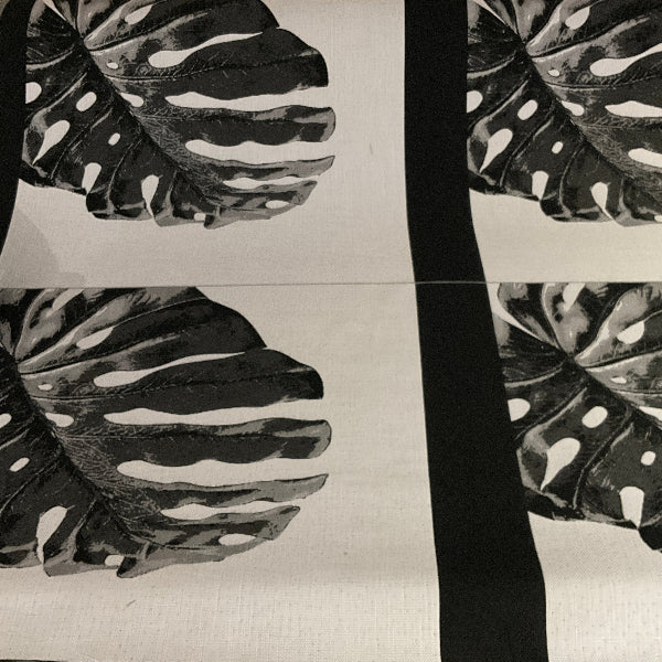 Sunbrella Monstera Black Pillow Panel Outdoor Upholstery Fabric