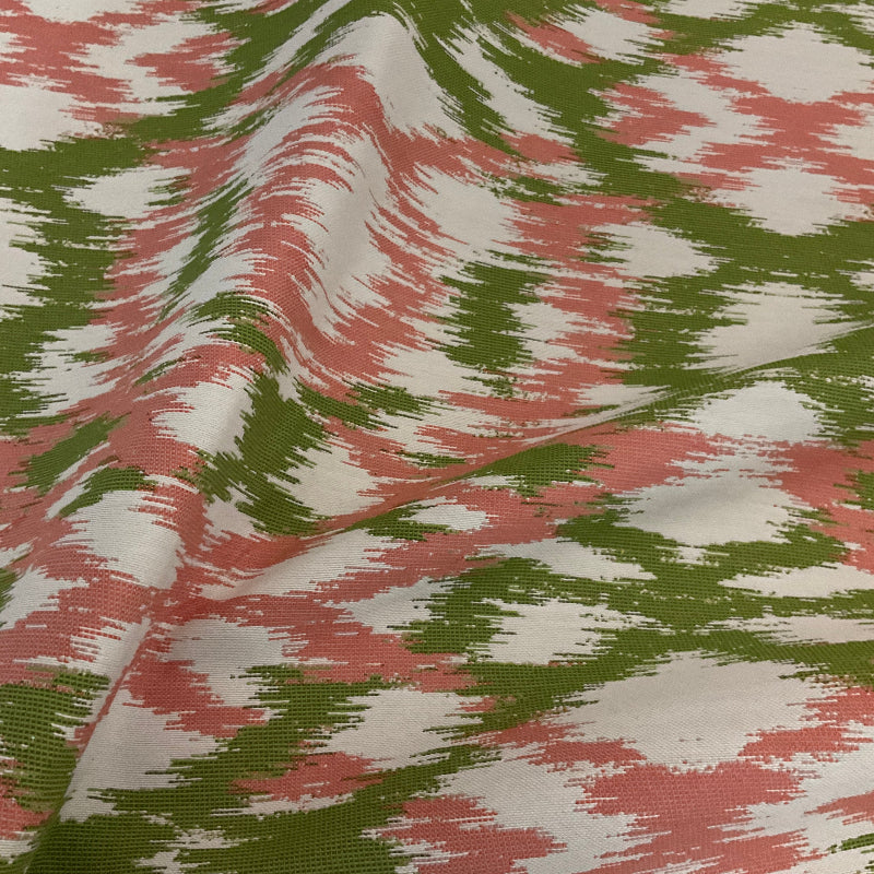 Sunbrella Spring Ikat Green Pink Outdoor Upholstery Fabric