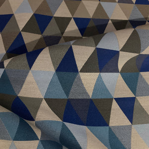 Sunbrella Triangles Cool Blue Outdoor Upholstery Fabric by the yard