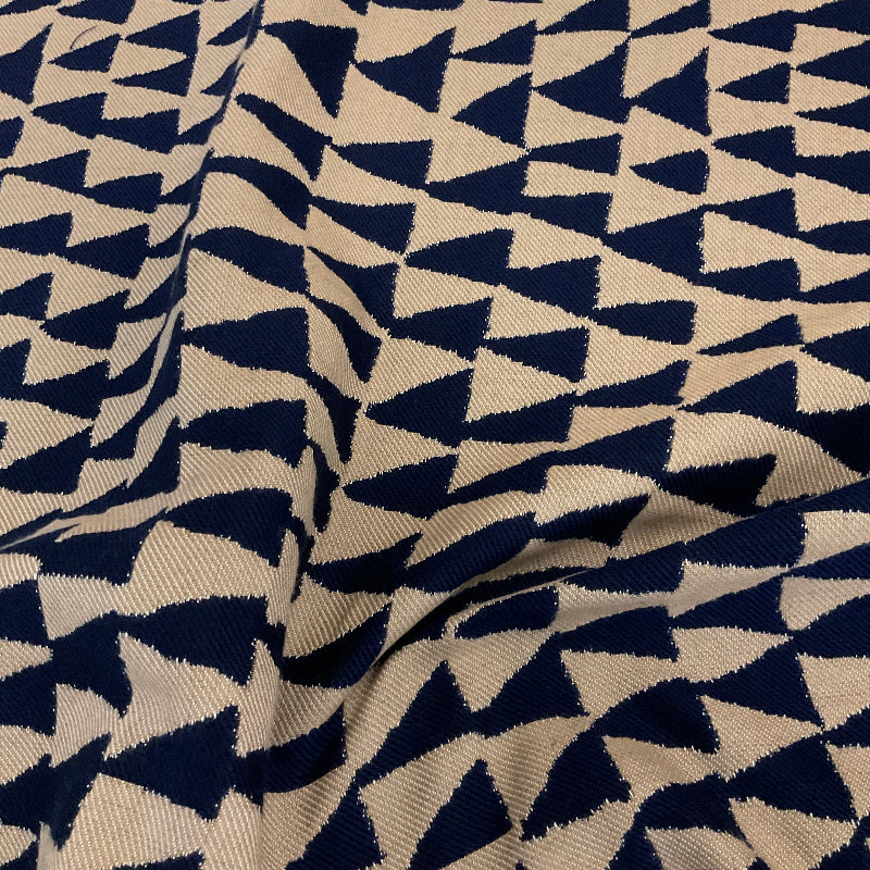 Sunbrella Triangles Indigo Blue Outdoor Upholstery Fabric