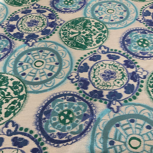 Sunbrella WaterColor Medallion Lagoon Green Outdoor Upholstery Fabric