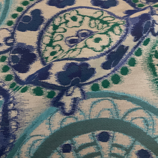 Sunbrella WaterColor Medallion Lagoon Green Outdoor Upholstery Fabric