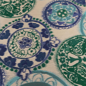 Sunbrella WaterColor Medallion Lagoon Green Outdoor Upholstery Fabric