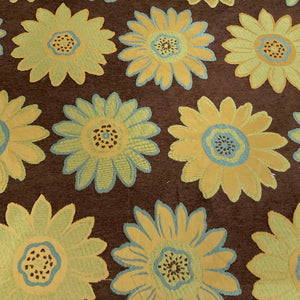 Sunflower Broccolini Brown Green Floral Upholstery Fabric