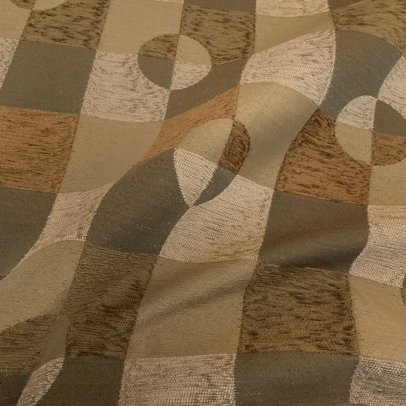 Swavelle Crash Malt Green Geometric Chenille Upholstery Fabric