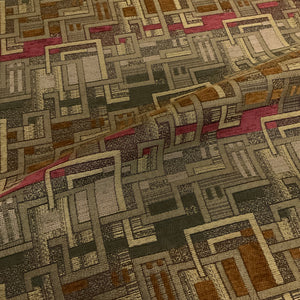 Terry Crimson Geometric Design Chenille Upholstery Fabric