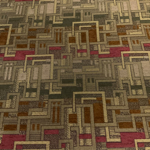 Terry Crimson Geometric Design Chenille Upholstery Fabric