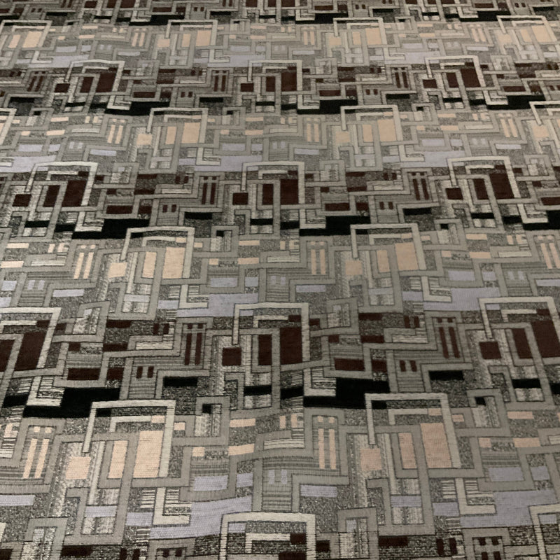 Terry Platinum Gray Geometric Design Chenille Upholstery Fabric