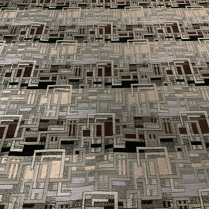 Terry Platinum Gray Geometric Design Chenille Upholstery Fabric