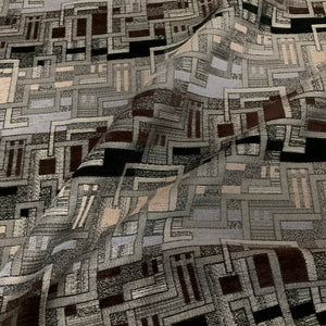 Terry Platinum Gray Geometric Design Chenille Upholstery Fabric