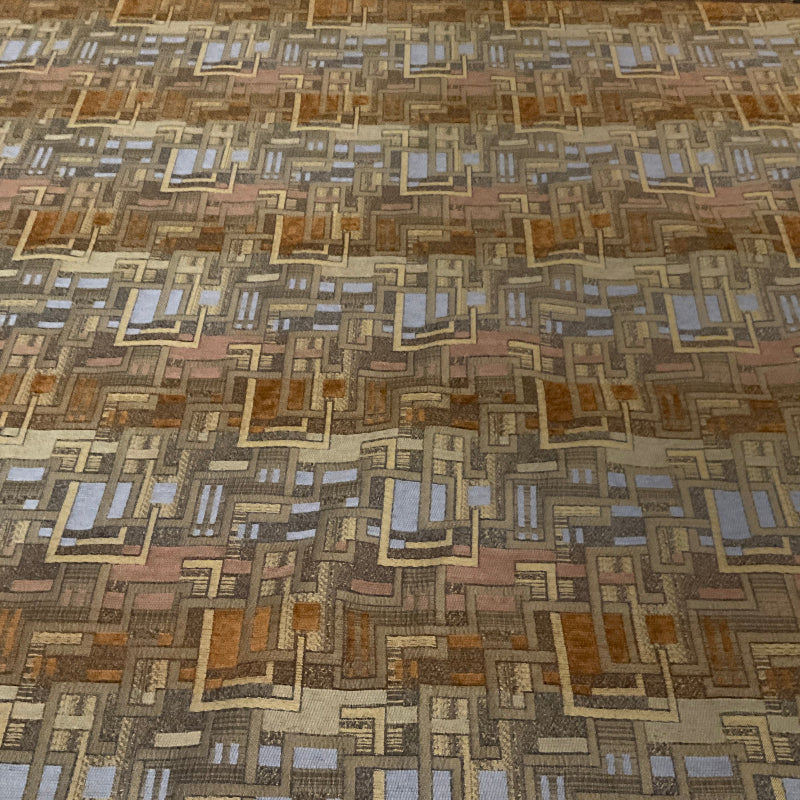 Terry Sephia Geometric Design Chenille Upholstery Fabric