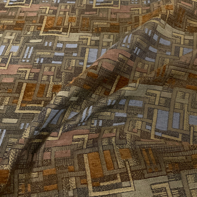 Terry Sephia Geometric Design Chenille Upholstery Fabric