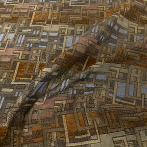 Terry Sephia Geometric Design Chenille Upholstery Fabric