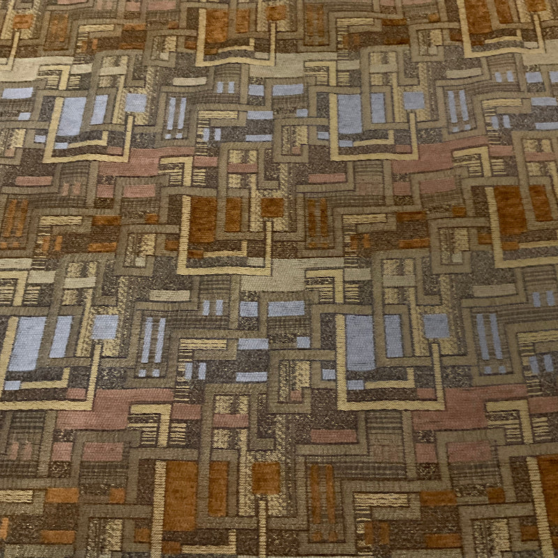 Terry Sephia Geometric Design Chenille Upholstery Fabric