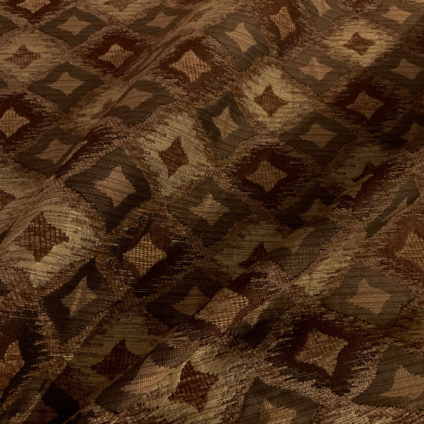Triton Coin Brown Chenille Diamond Upholstery Fabric