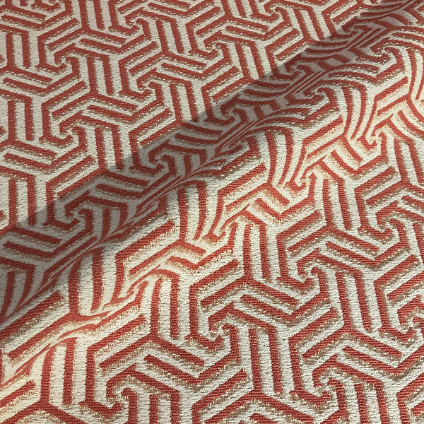 Valdese Coral Greekkey Pink Upholstery Fabric