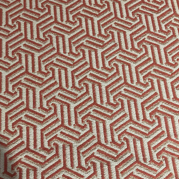 Valdese Coral Greekkey Pink Upholstery Fabric