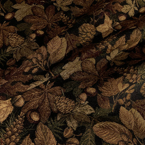 Woodland Leaves Brown Fall Designer Upholstery Fabric