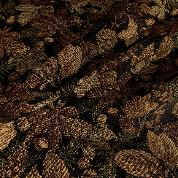 Woodland Leaves Brown Fall Designer Upholstery Fabric