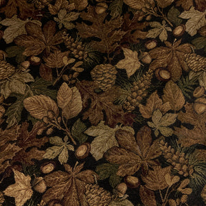Woodland Leaves Brown Fall Designer Upholstery Fabric