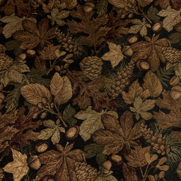 Woodland Leaves Brown Fall Designer Upholstery Fabric