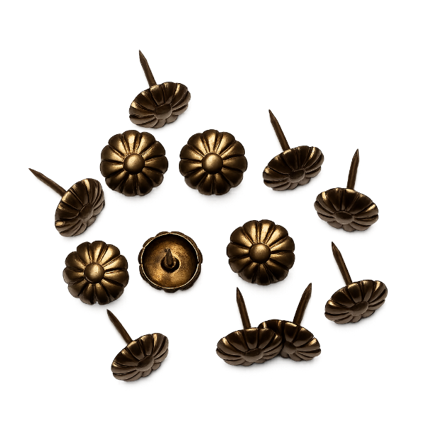 Brass Flower Design Decorative Upholstery Tacks - 100 ct