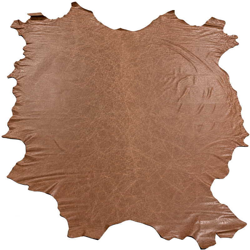 Carmel Brown Distressed Grain Leather Full Whole Cow Hide Upholstery